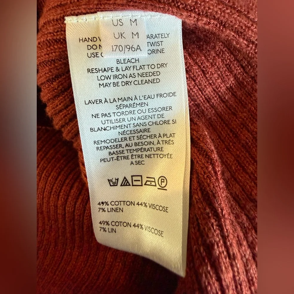Free People. Ella Button Up Ribbed Sweater. Rust. Size Medium. - Picture 10 of 10